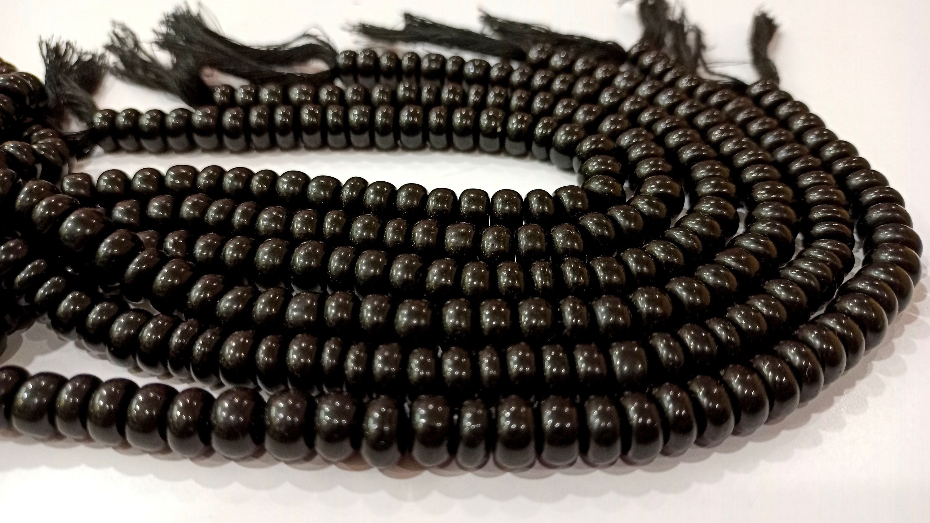 Natural Gemstone Black Obsidian Rondelle Plain Beads Sold Per Strand 8''Long