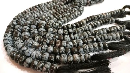 Natural Gemstone Black Snowflake Rondelle Plain 8mm Beads Sold Per Strand 8'' Long