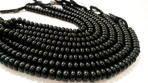 Natural Gemstone Black Onyx Rondelle Plain 8mm Beads Sold Per Strand 8'' Long