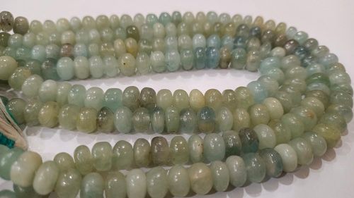 Natural Blue Aquamarine Rondelle Plain 8mm Beads Sold Per Strand 8'' Long