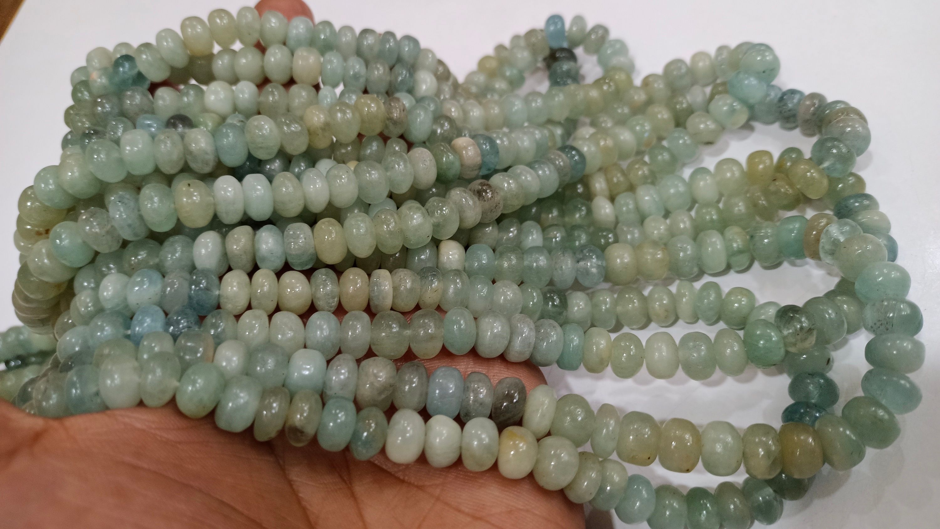 Natural Blue Aquamarine Rondelle Plain 8mm Beads Sold Per Strand 8'' Long