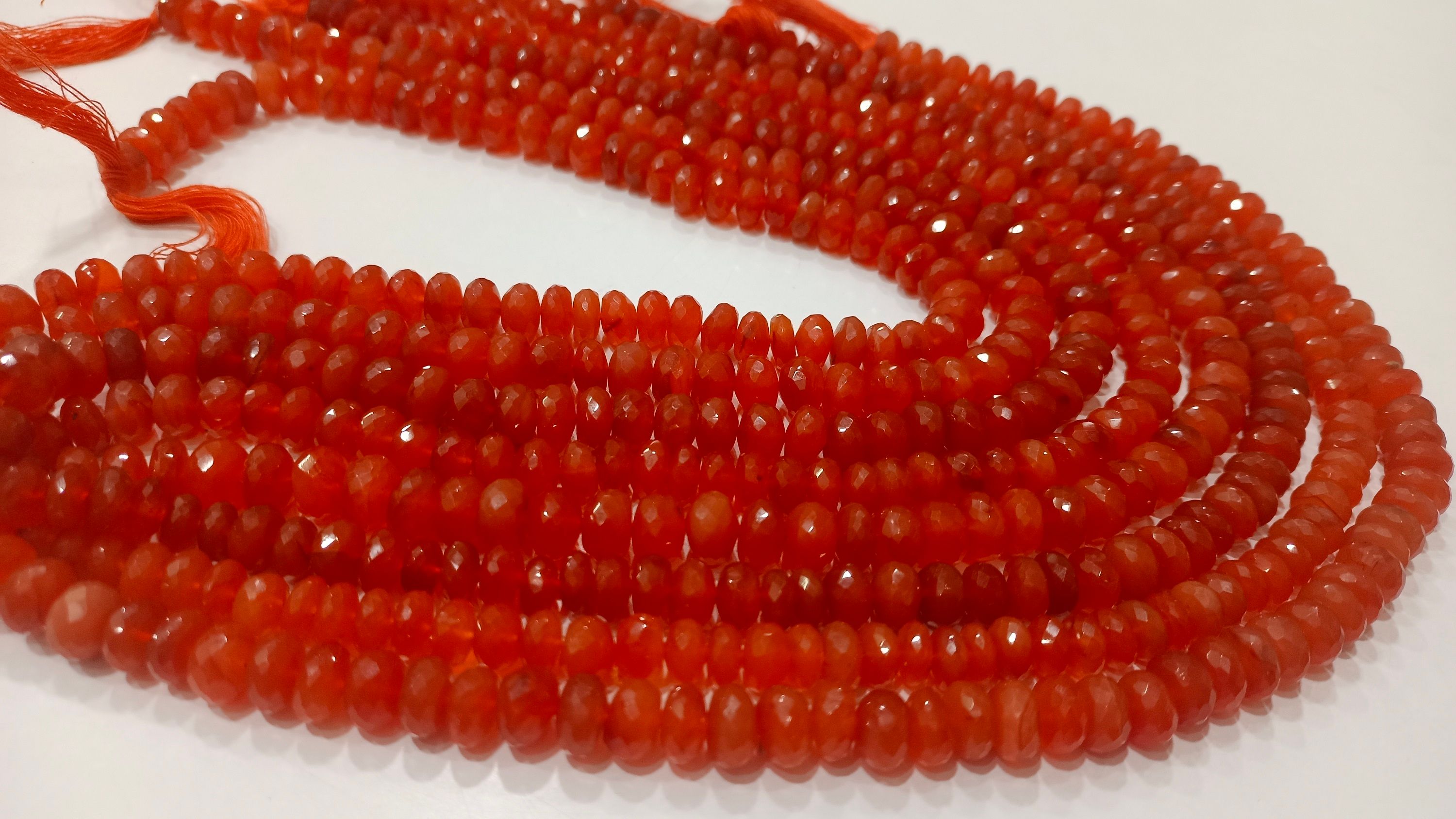 Natural Carnelian Rondelle Faceted 8mm Beads Sold Per Strand 8'' Long