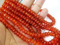 Natural Carnelian Rondelle Faceted 8mm Beads Sold Per Strand 8'' Long