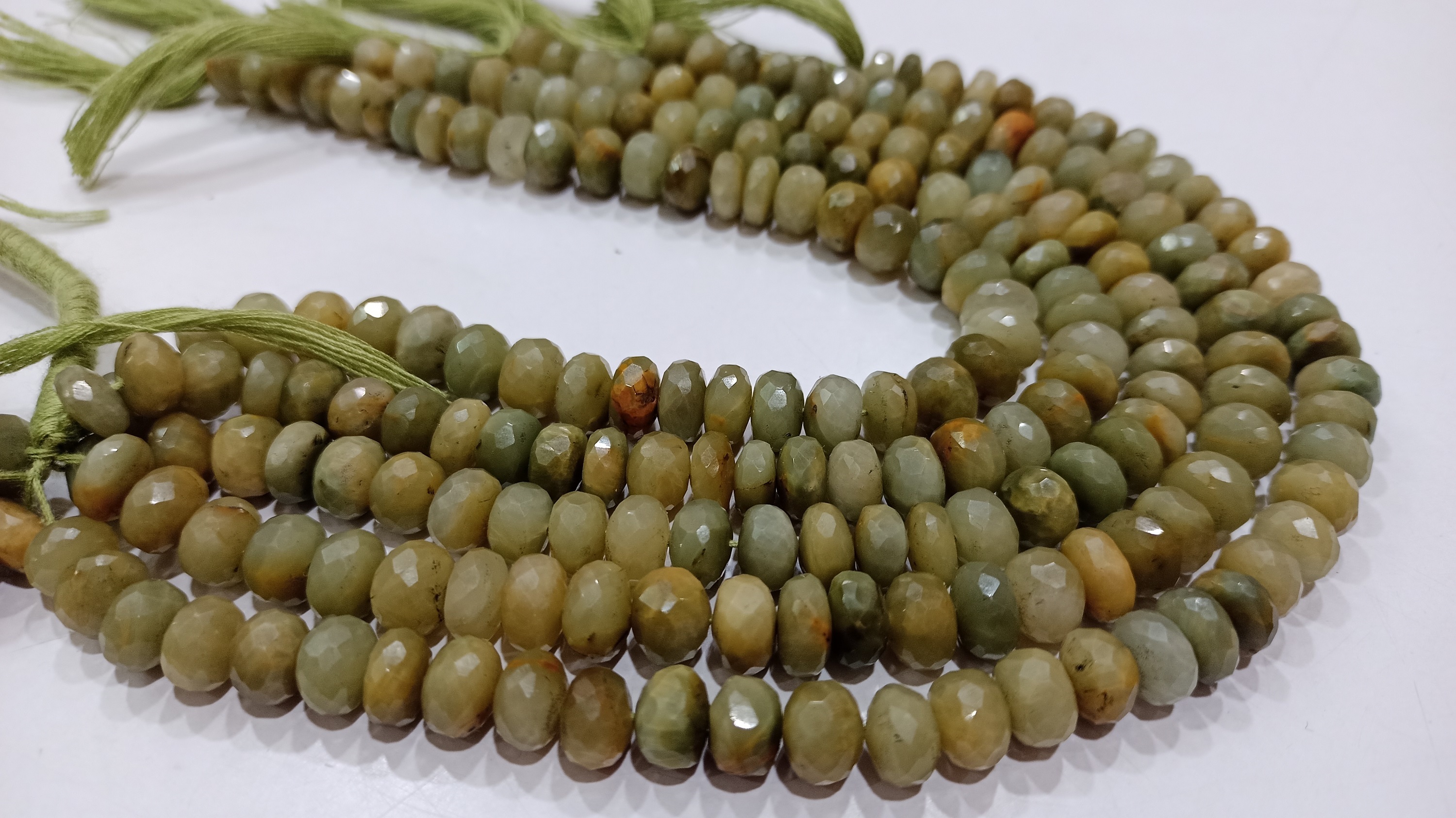 Natural Cat's Eye Rondelle Faceted 8mm Beads Sold Per Strand 8'' long