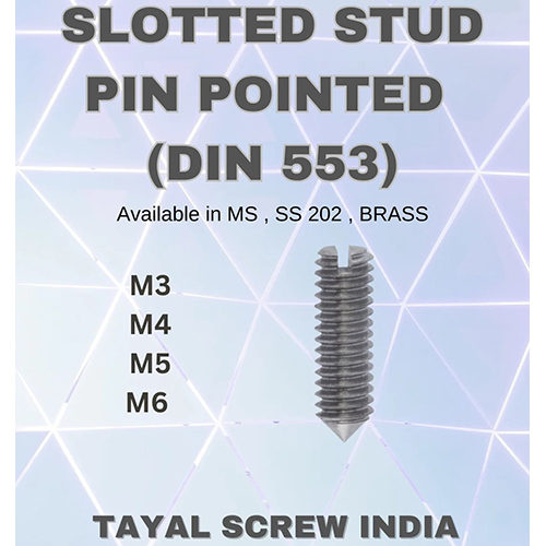 Slotted Stud Pin Pointed Din 553 - Color: Silver