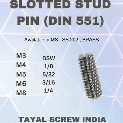 Slotted Stud Pin Din 551 - Color: Silver