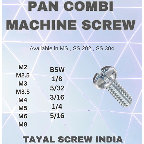 Pan Combi Machine Screw - Color: Silver