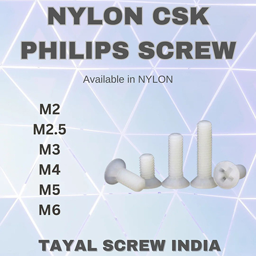 Nylon Csk Philips Screw - Color: Silver