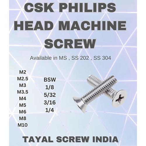 Csk Philips Head Machine Screw - Color: Silver