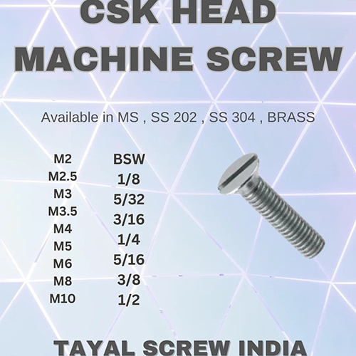Csk Head Machine Screw - Color: Silver