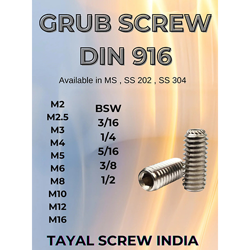 Grub Screw Din 916 - Application: Industrial