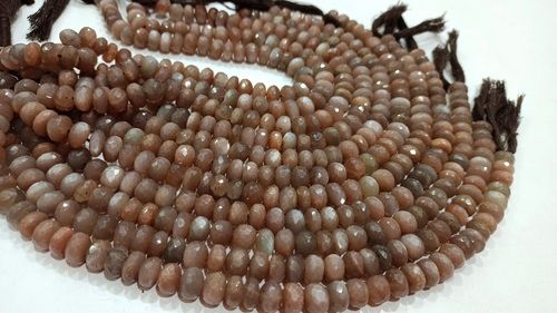 Natural Chocolate Moonstone Rondelle Faceted 8 to 9mm Beads per strand 10'' Long