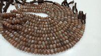 Natural Chocolate Moonstone Rondelle Faceted 8 to 9mm Beads per strand 10'' Long