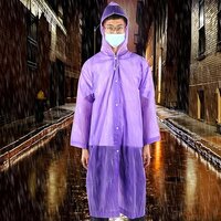 WATERPROOF REUSABLE RAIN PONCHO FOR WOMEN MEN ADULT KIDS OUTDOOR TRAVELING EVA MATERIAL RAINCOAT