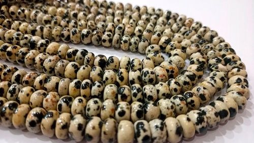 Natural Dalmatian Rondelle Plain 8mm beads Sold Per Strand 8'' Long