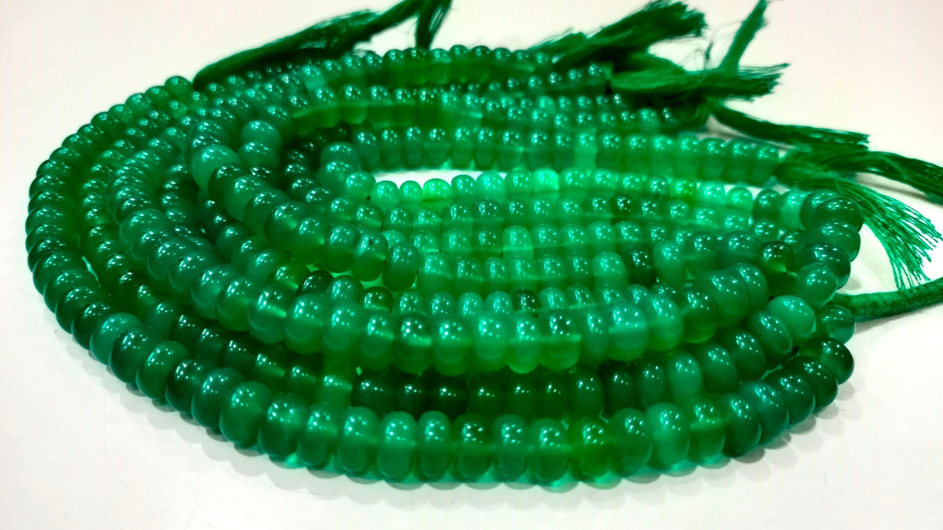 Natural Green Onyx Rondelle Plain 8mm Beads Sold Per Strand 8'' Long