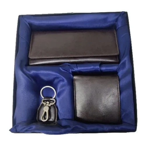 As Per Requirement 3 In 1 Corporate Leatherite Wallet Gift Set