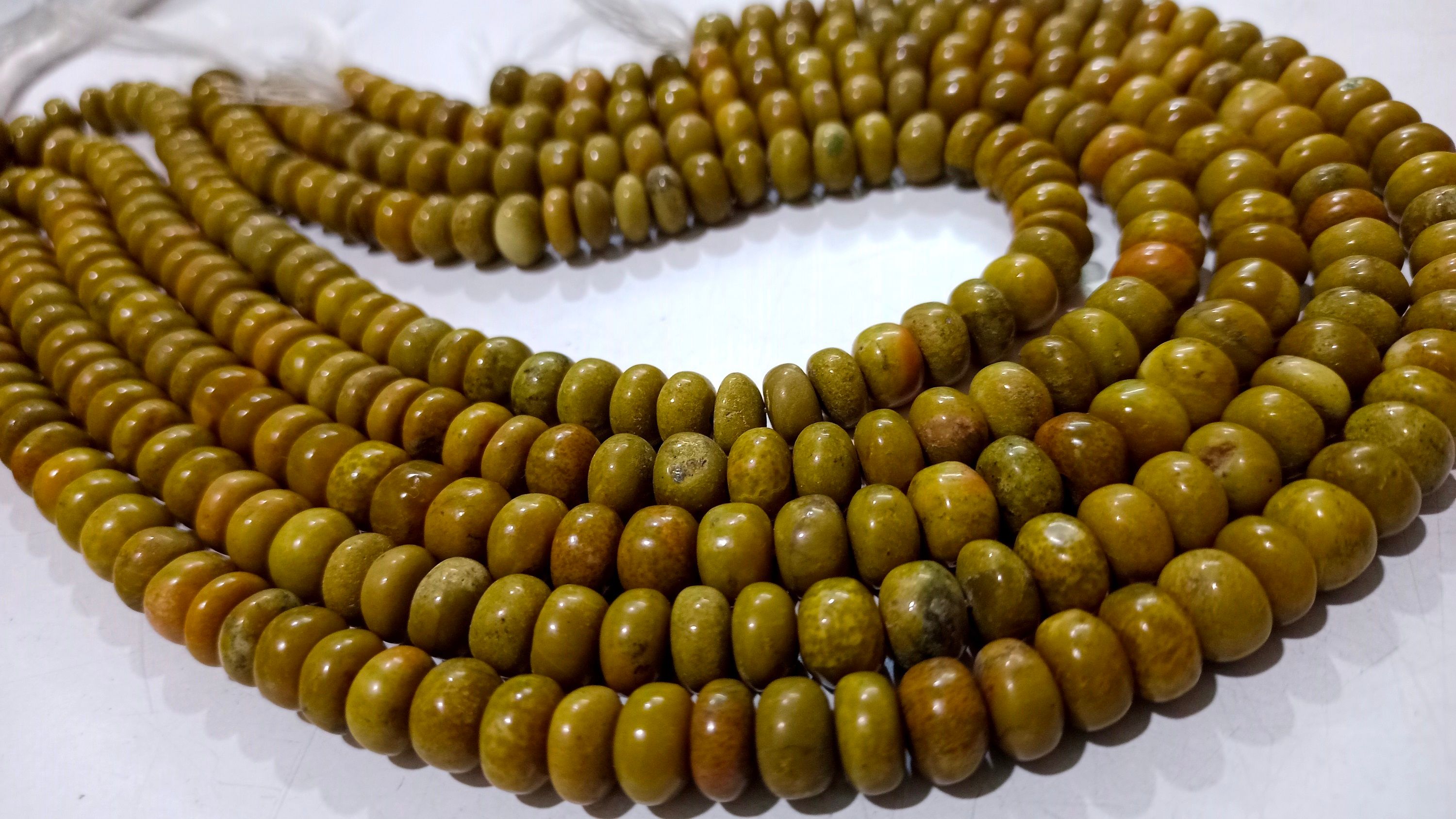 Natural Green Opal Gemstone Rondelle Plain 8mm Beads Strands 7 Inches Long