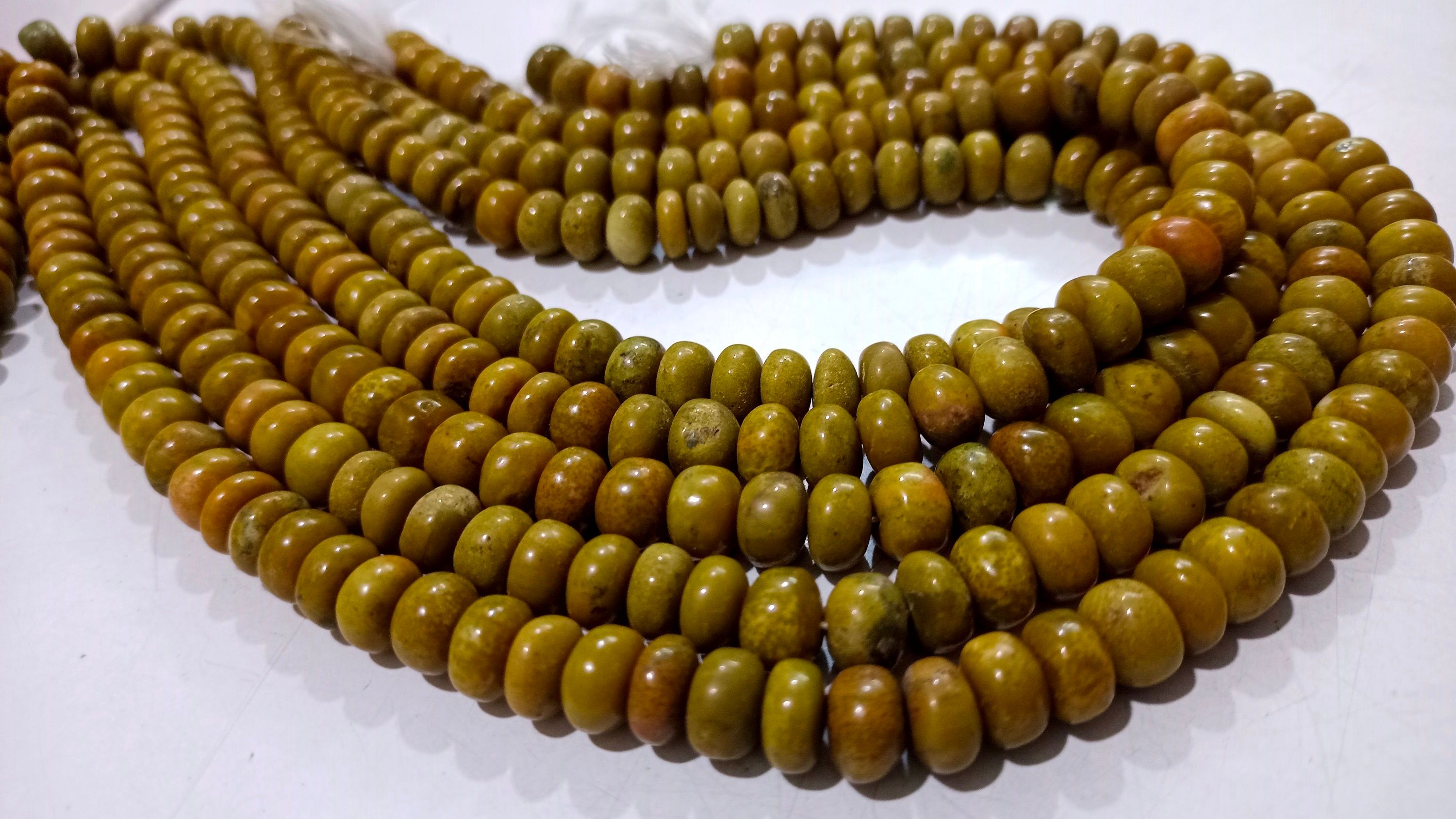 Natural Green Opal Gemstone Rondelle Plain 8mm Beads Strands 7 Inches Long