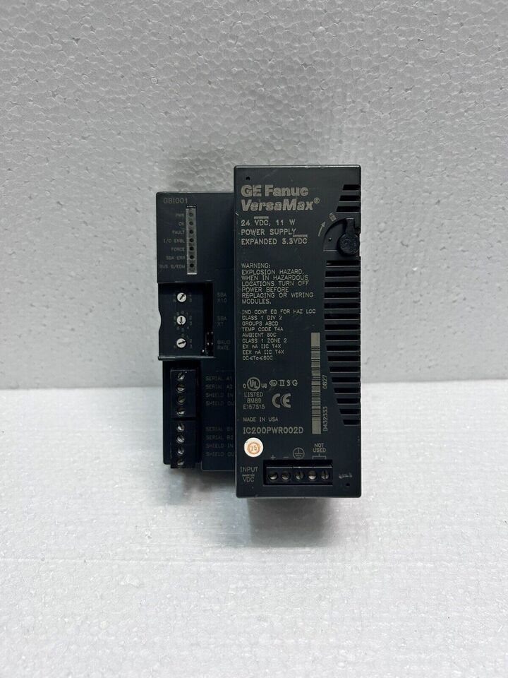 GEFANUC IC200PWR002D 24VDC 11w POWER SUPPLY EXPANDED3.3VDC IC200GBI001-GJ GENIUS