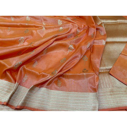 Banarasi Handloom Katan Tissue Alfi Ten Phulia Buti Gold Zari Kadwa Saree