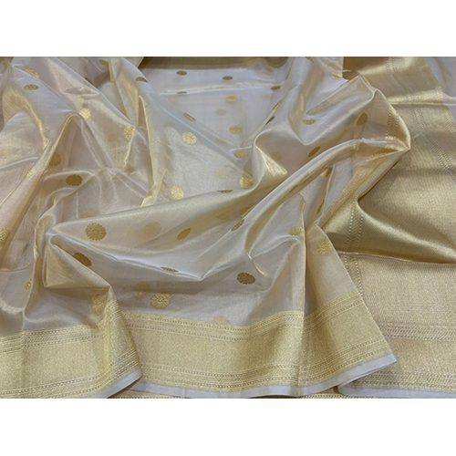 Banarasi Handloom Organza Tissue Sikka Kadhwa Butti Gold Zari Saree