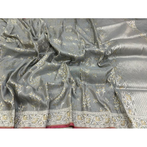 Banarasi Handloom Katan Tissue Katwar Design Gold And Silver Zari Lip Saree