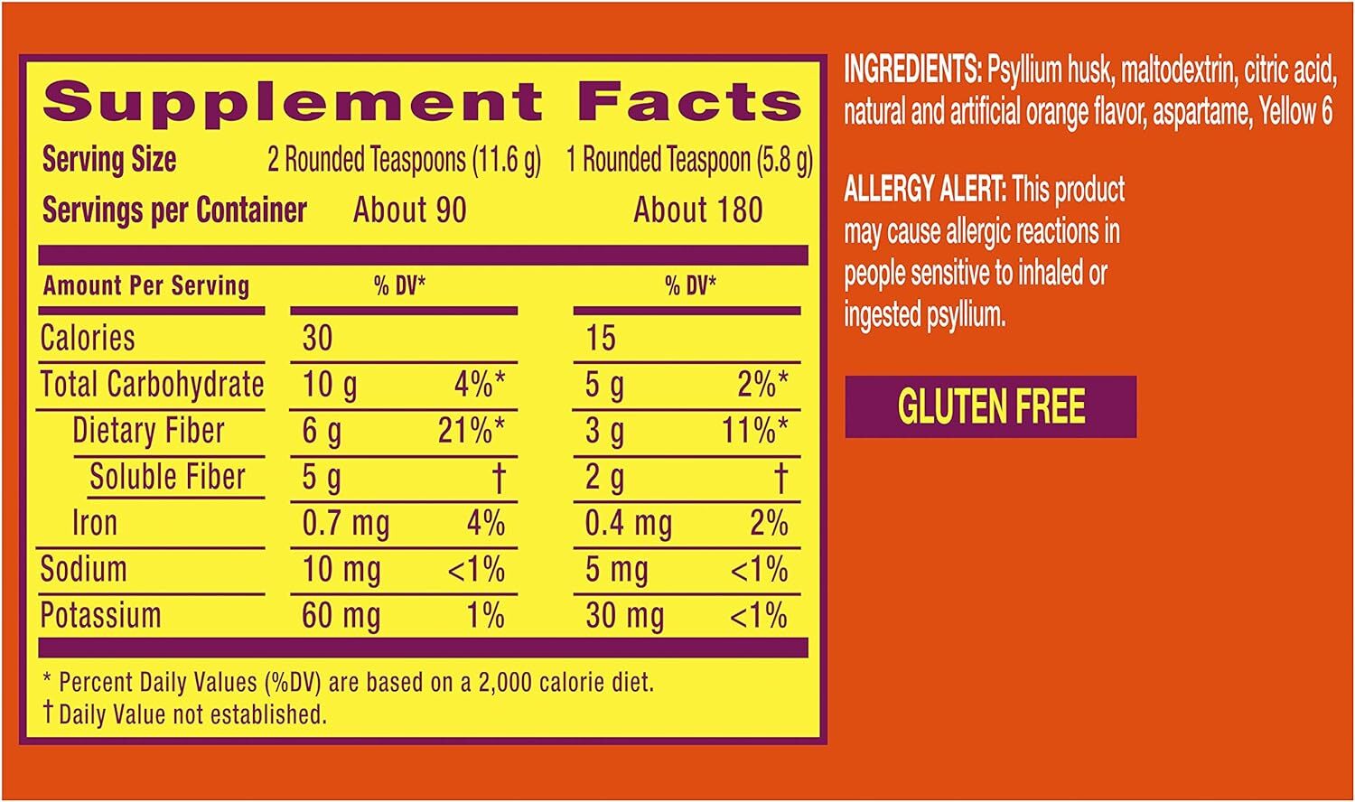 Metamucil Fiber Supplement Psyllium Husk