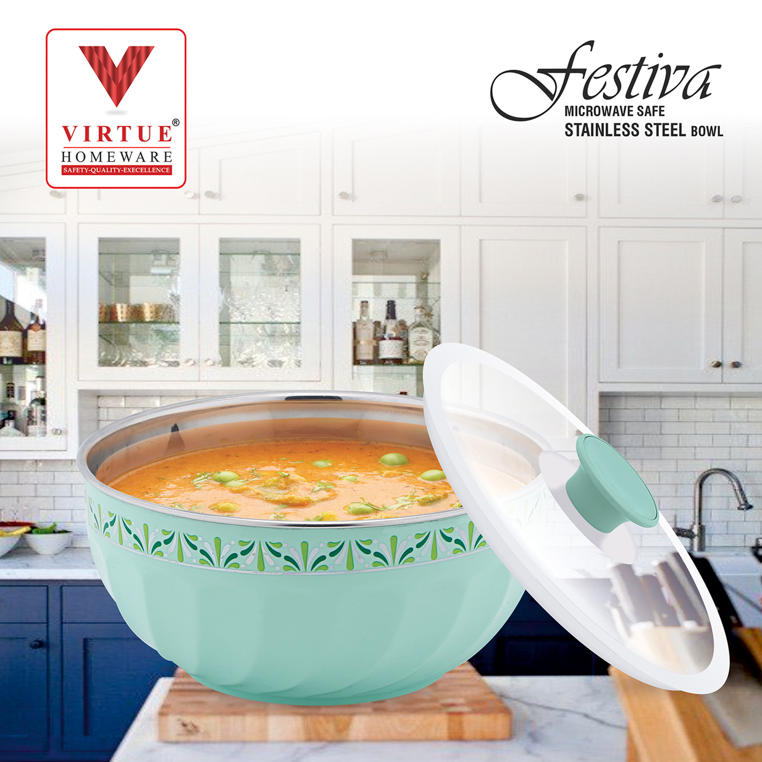 FESTIVA VIRTUE HOMEWARE MICROWAVE SAFE ST. STEEL BOWL