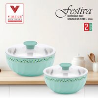 FESTIVA VIRTUE HOMEWARE MICROWAVE SAFE ST. STEEL BOWL 2PCS SET