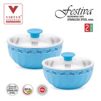 FESTIVA VIRTUE HOMEWARE MICROWAVE SAFE ST. STEEL BOWL 2PCS SET