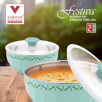 FESTIVA VIRTUE HOMEWARE MICROWAVE SAFE ST. STEEL BOWL 2PCS SET