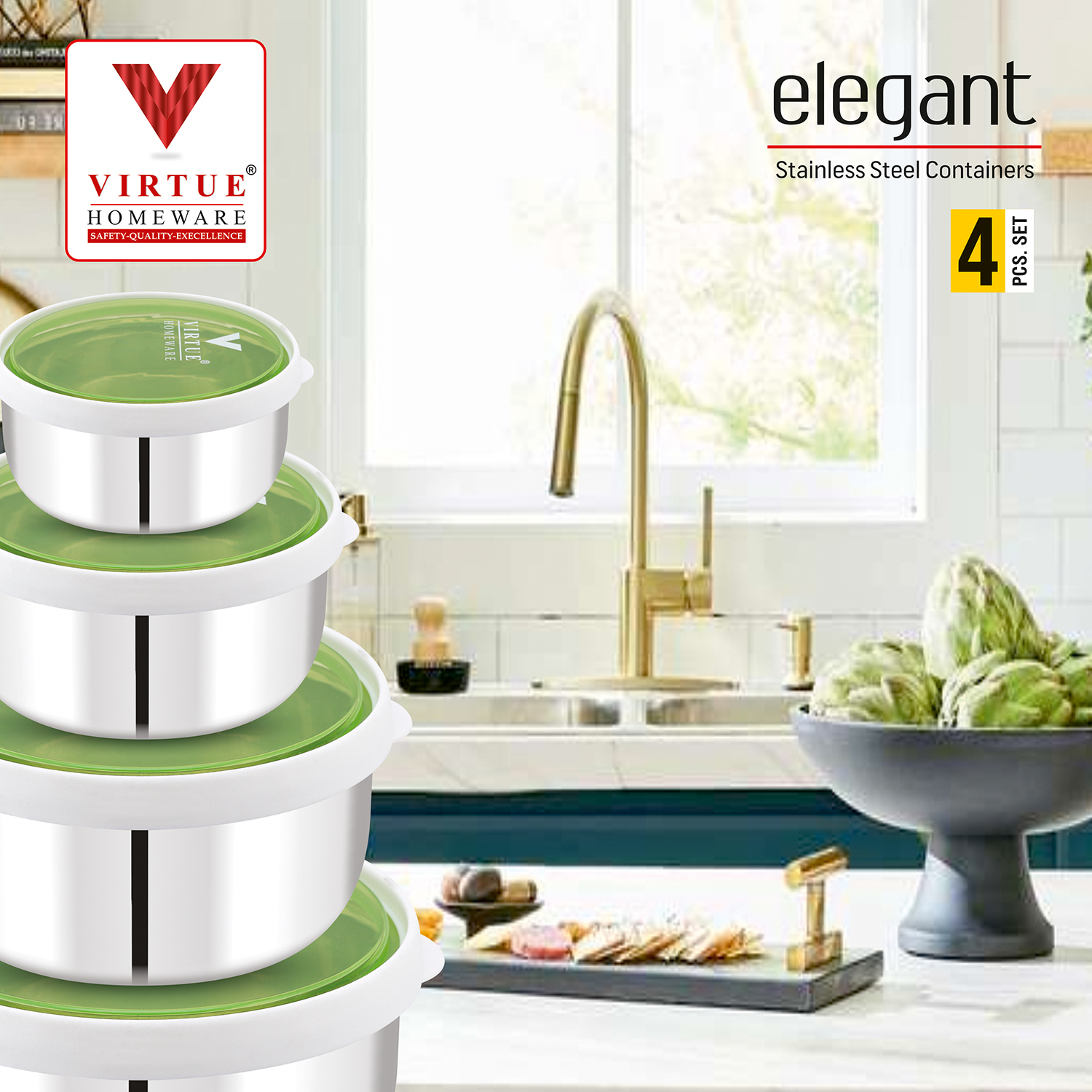 ELEGANT VIRTUE HOMEWARE ST. STEEL FOOD CONTAINER