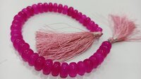 Natural Hot Pink chalcedony Rondelle Plain 8mm Beads sold Per strand 8'' Long