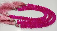 Natural Hot Pink chalcedony Rondelle Plain 8mm Beads sold Per strand 8'' Long