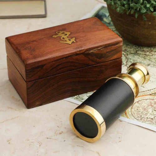 Brass Telescope With Wooden Box