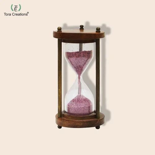 Tora Wooden & Brass 1 Minute glass Sand Timer Export Quality Handmade (TCST17001)