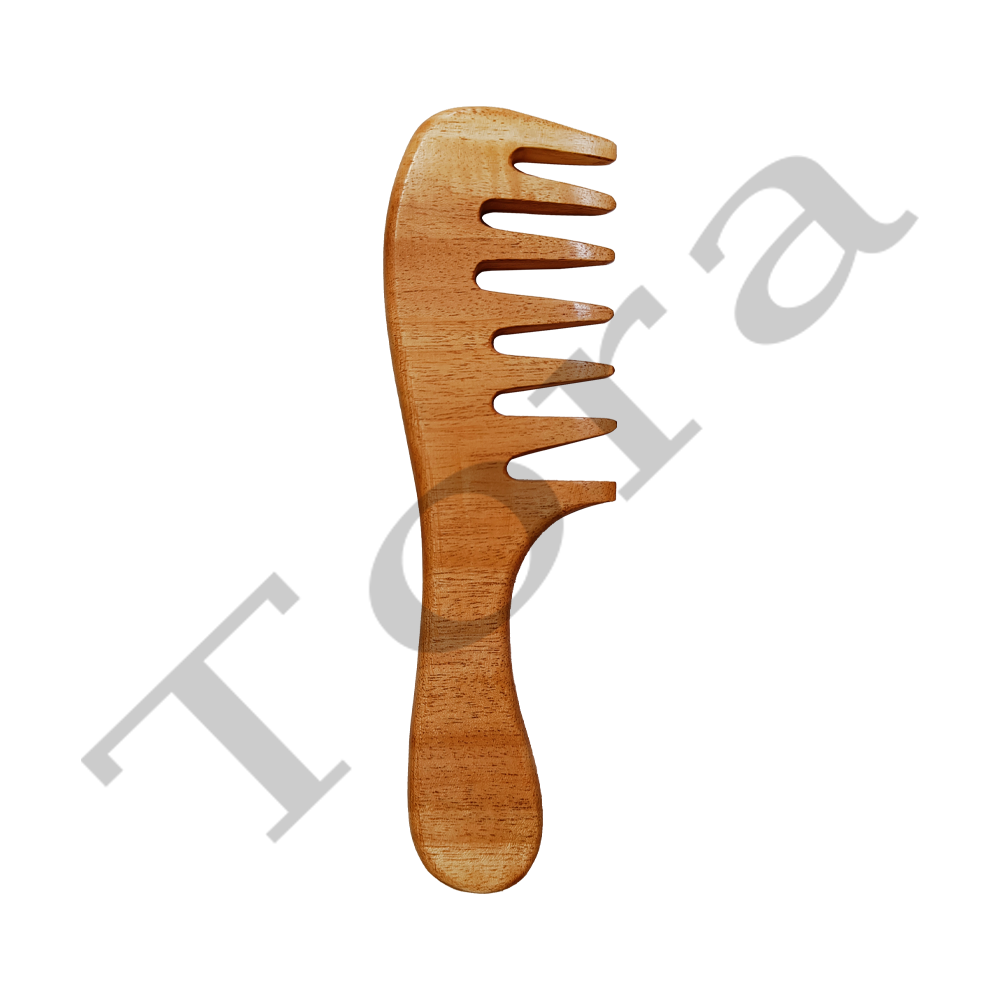 Tora Pure Neem Wood Detangling Comb Wide Tooth Export Quality Handmade (TCNC7012)