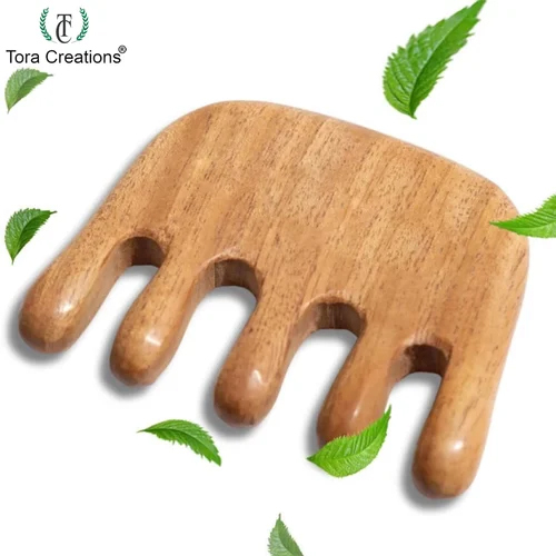 Tora Neem Wooden Comb Head Scalp Massager Export Quality Handmade (TCNC7001)