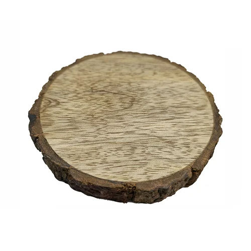 Brown 6 Inch Round Wooden Tea Coaster