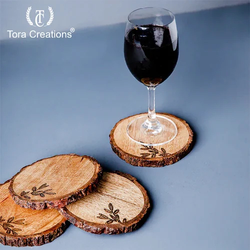 Round And Plain Wooden Coasters