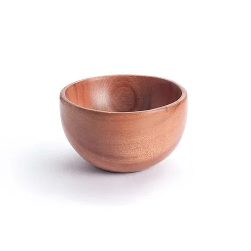 Natural Finish Round Wooden Serving Bowl