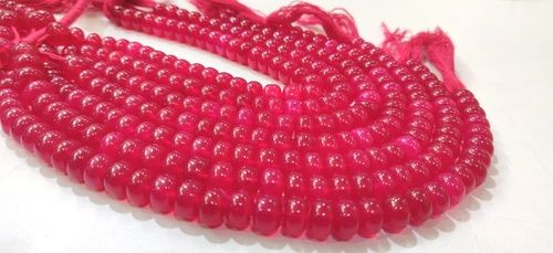 Natural Dark Hot Pink chalcedony Rondelle Plain 8mm Beads sold Per strand 8'' Long