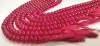 Natural Dark Hot Pink chalcedony Rondelle Plain 8mm Beads sold Per strand 8'' Long