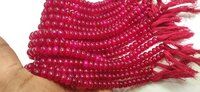 Natural Dark Hot Pink chalcedony Rondelle Plain 8mm Beads sold Per strand 8'' Long