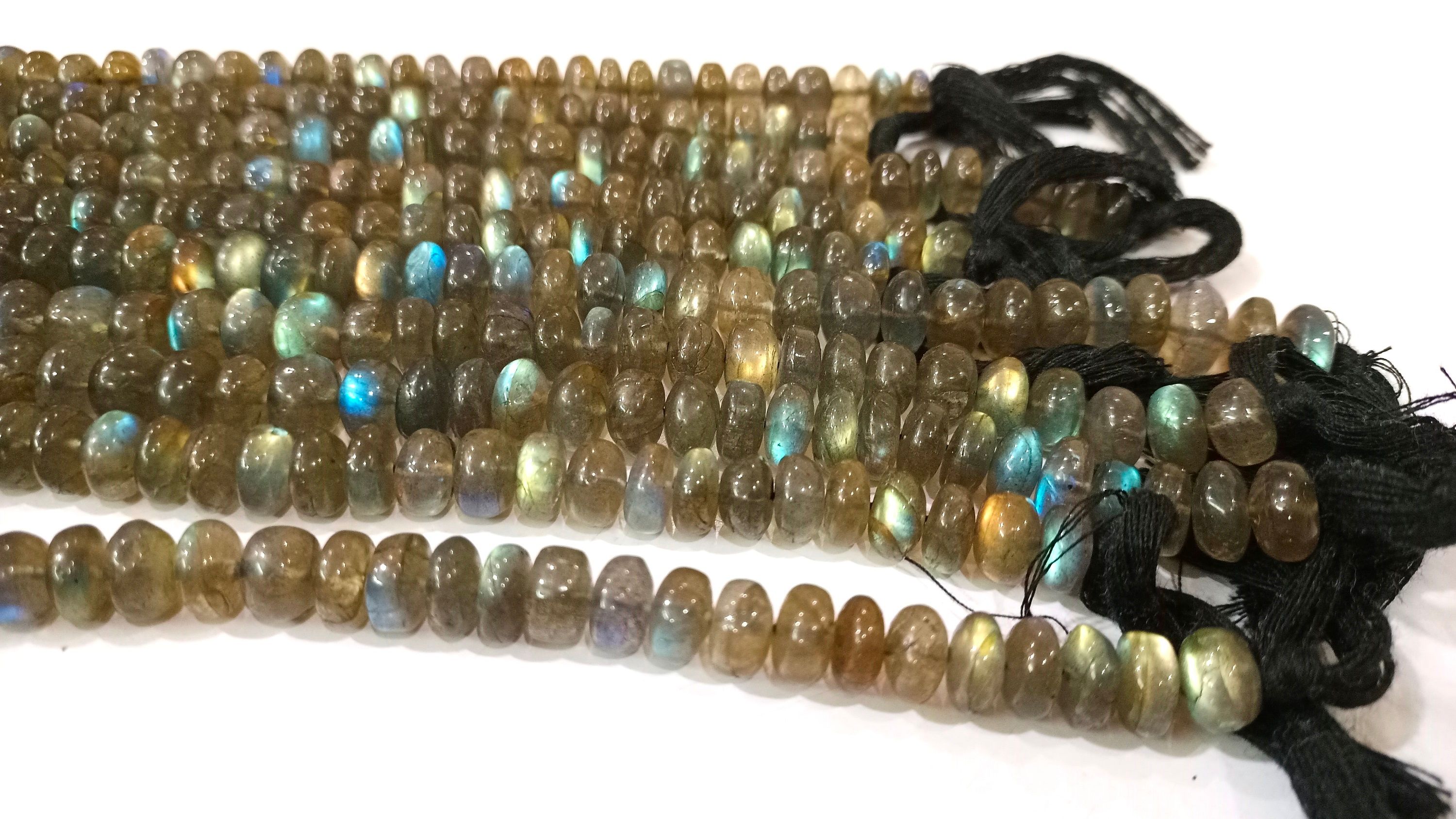 Natural Labradorite Blue Flashy Rondelle Plain 7-9mm beads Sold Per Strand 8'' Long