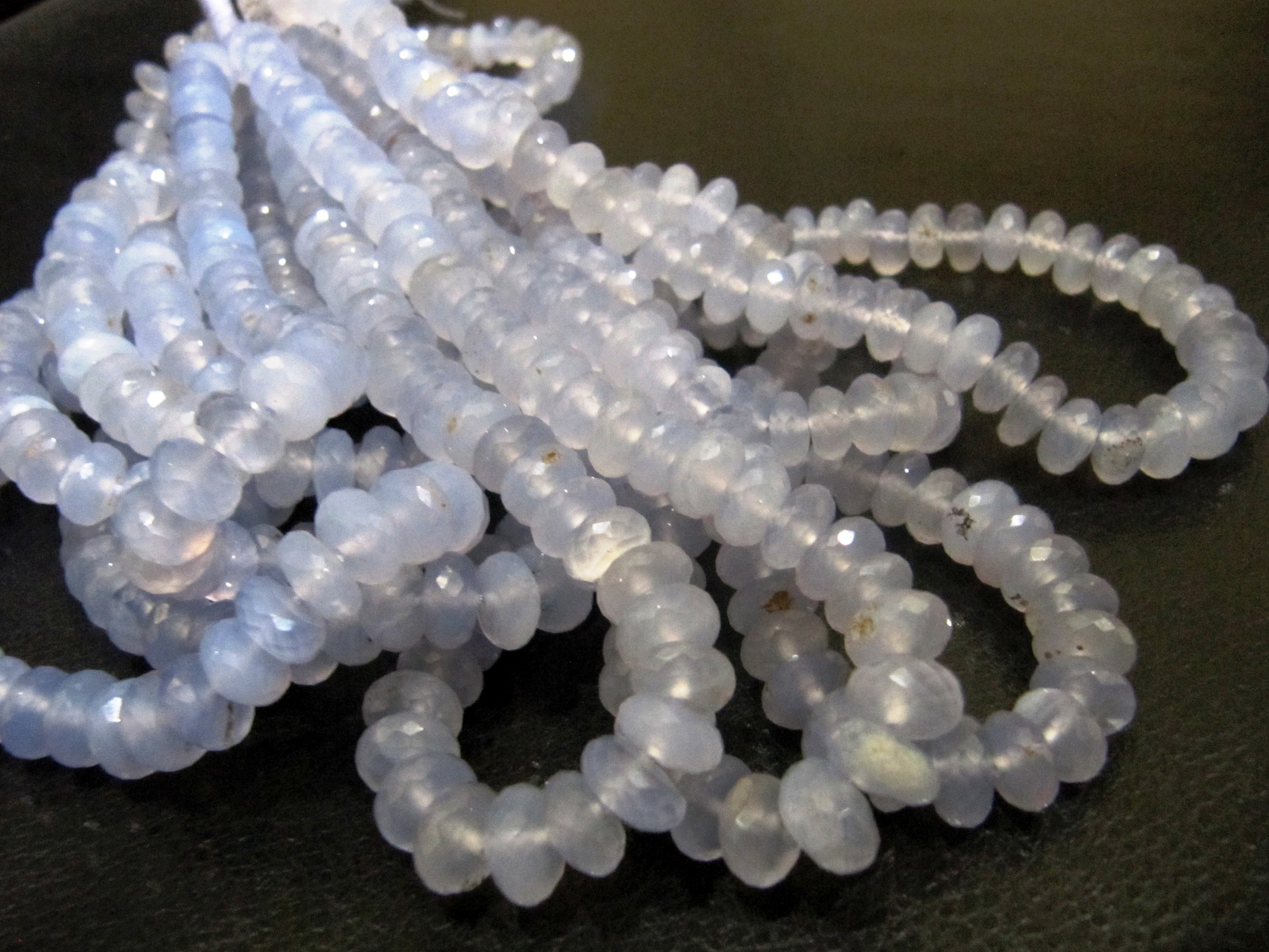 Natural Chalcedony Lavender Rondelle Faceted 8mm Beads Sold Per Strand 8''Long