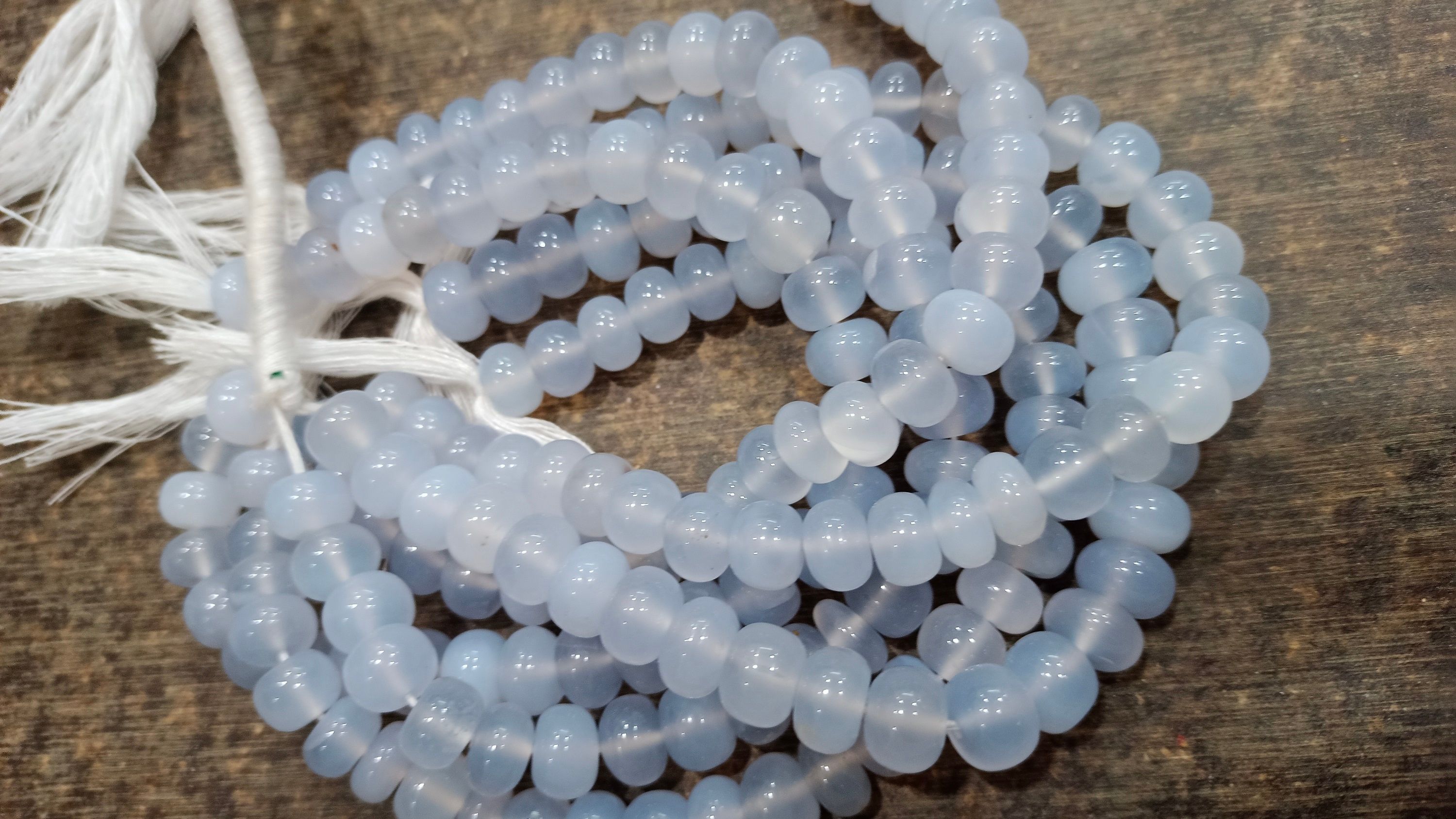 Natural Lavender chalcedony Rondelle Plain 9mm Beads sold Per Strand 8'' Long