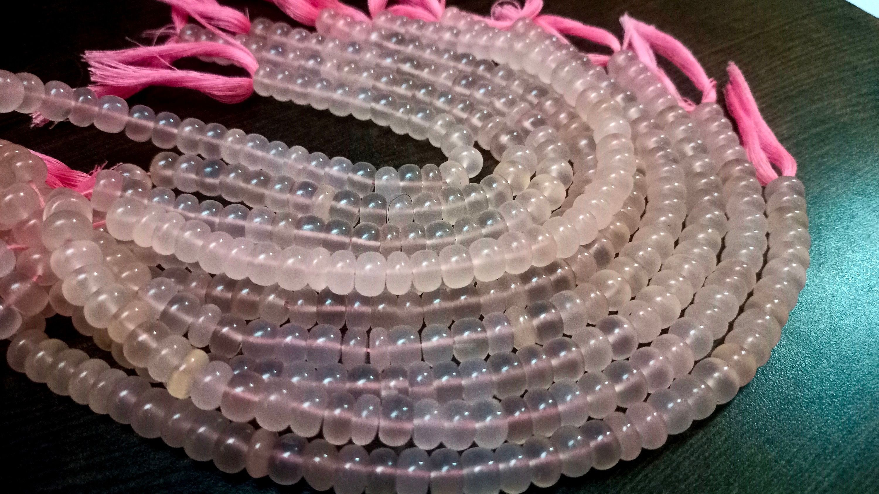 Natural Pink Chalcedony Rondelle Plain 8mm Beads sold per strand 8'' long