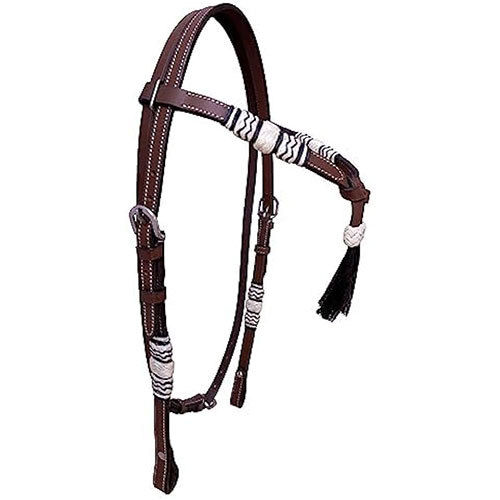 Western Headstall With Knotted Bb With Raw Hide Braiding Application: Horse Riding